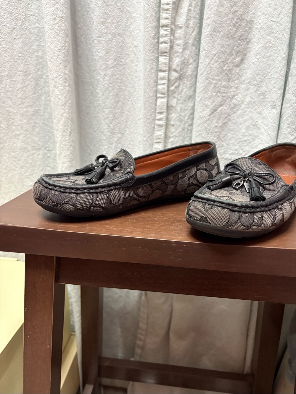 Coach Black Signature Canvas Tassel Moccasins